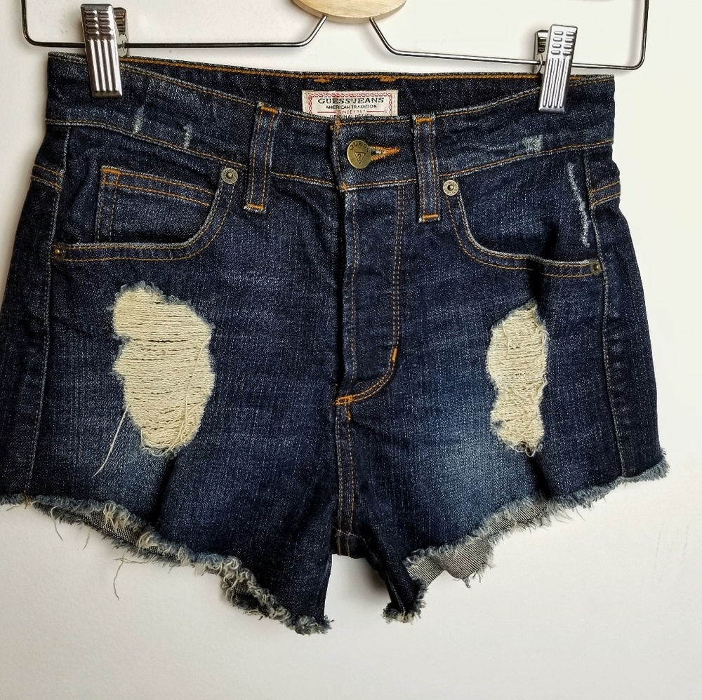 VTG Guess High Waist Distressed Denim Jean Short